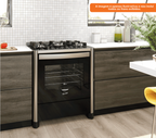Fogão 5 Bocas Fischer de Piso Gran Cheff Tripla Chama Mesa de Vidro Inox 220V