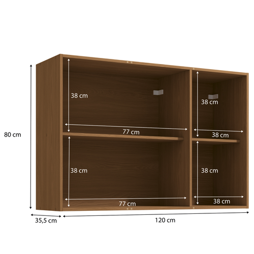 Armário Aéreo de Cozinha Vibra Kappesberg 120cm 3 Portas Canela e Grafite
