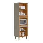 Paneleiro Torre Quente Allure Linea 100% MDF 70cm 4 Portas 1 Porta Condimentos Jequitibá e Gris