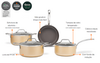 Jogo de Panelas Ceramic Life Brinox 4 peças Indução Life Coast Champanhe