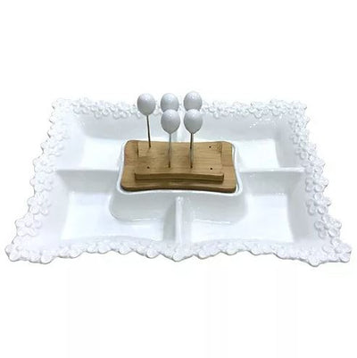Petisqueira Full-Fit Em Porcelana Com 5 Espetos