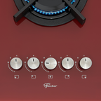 Cooktop à Gás Fischer 5 Bocas Infinity Tripla Chama Vidro Vermelho Rouge Bivolt