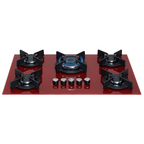 Cooktop à Gás Fischer 5 Bocas Infinity Tripla Chama Vidro Vermelho Rouge Bivolt