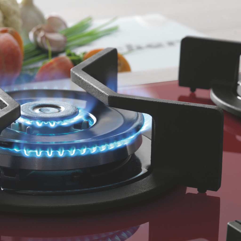 Cooktop à Gás Fischer 5 Bocas Infinity Tripla Chama Vidro Vermelho Rouge Bivolt