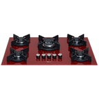 Cooktop à Gás Fischer 5 Bocas Infinity Tripla Chama Vidro Vermelho Rouge Bivolt