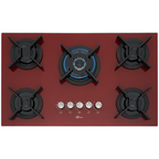Cooktop à Gás Fischer 5 Bocas Infinity Tripla Chama Vidro Vermelho Rouge Bivolt