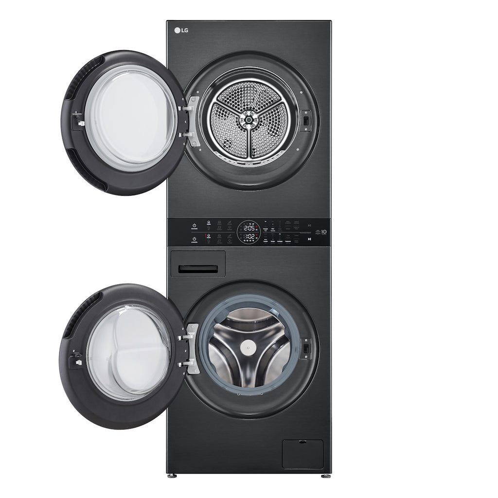 Lavadora e Secadora 14kg LG Torre WashTower AI DD Smart Black Inox 220V