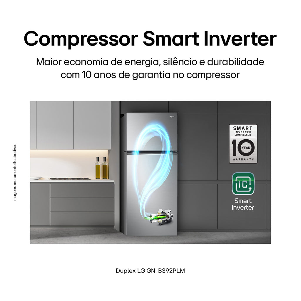 Refrigerador LG 395L Duplex Inverter Inox 220V