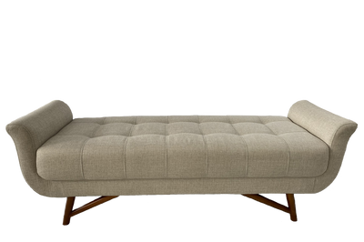 Puff Recamier Deville Perfan 160cm com Pés em Madeira Linho Bege