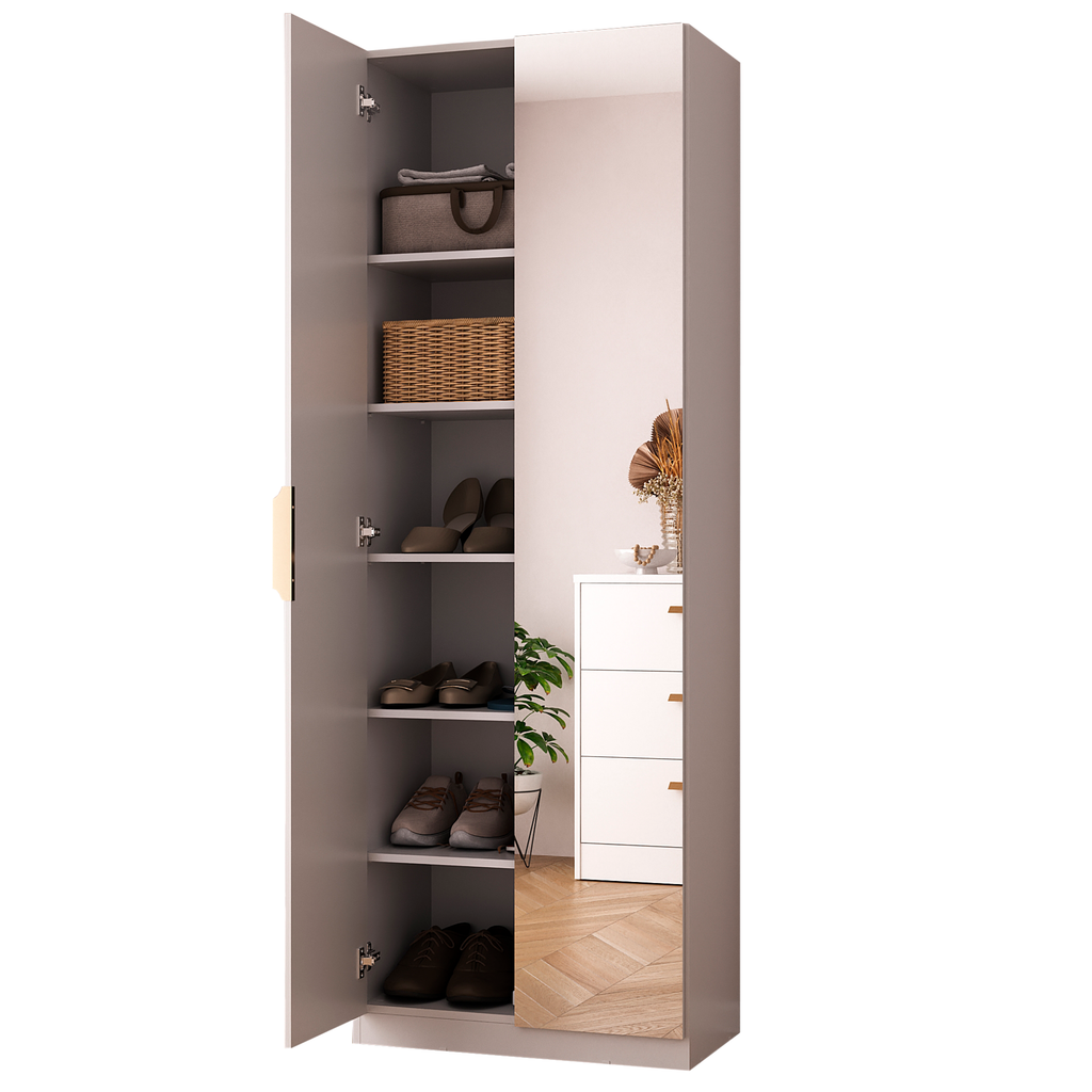 Sapateira Sublime Mambel 64x187 com 2 Portas de Espelho Branco