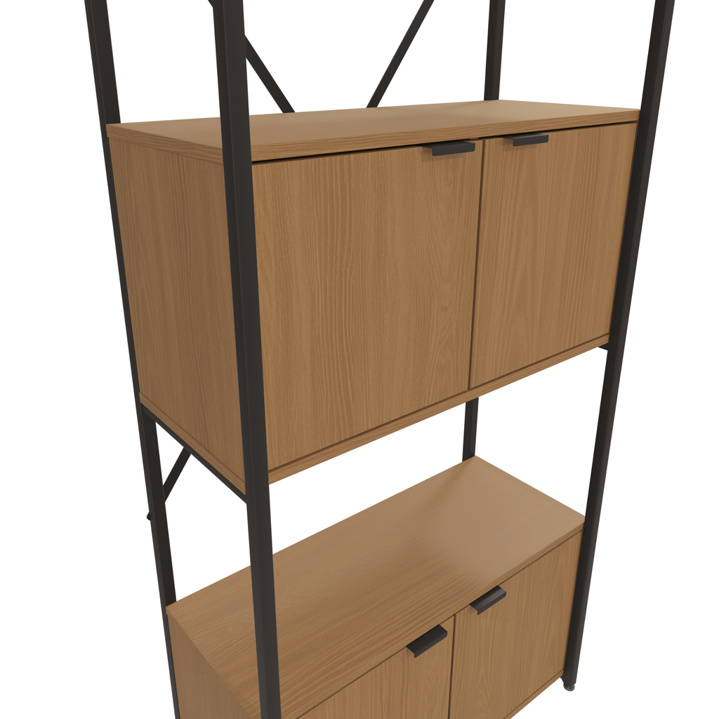 Estante Kappesberg com Portas e 3 Prateleiras LI018 Canela e Preto