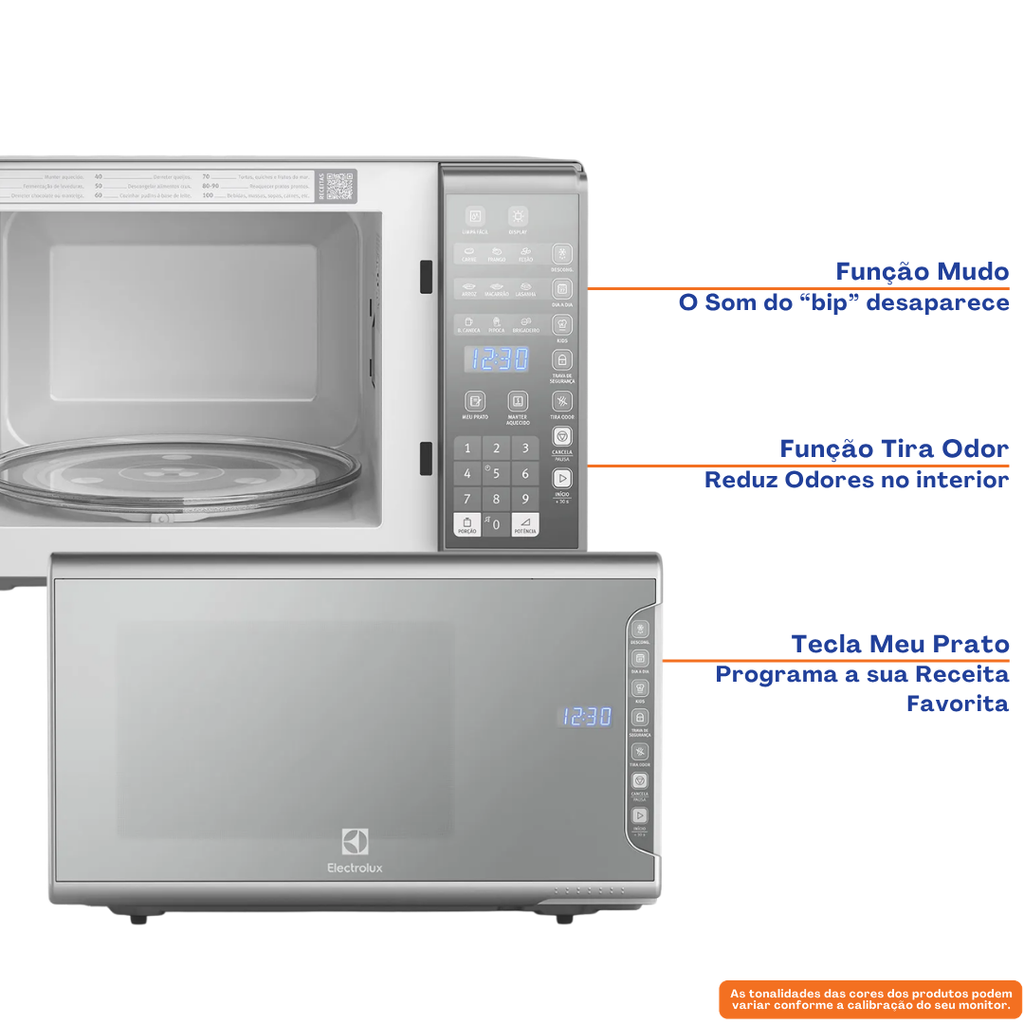 Micro-ondas Electrolux 31L Painel Integrado Função Tira Odor Prata 220V