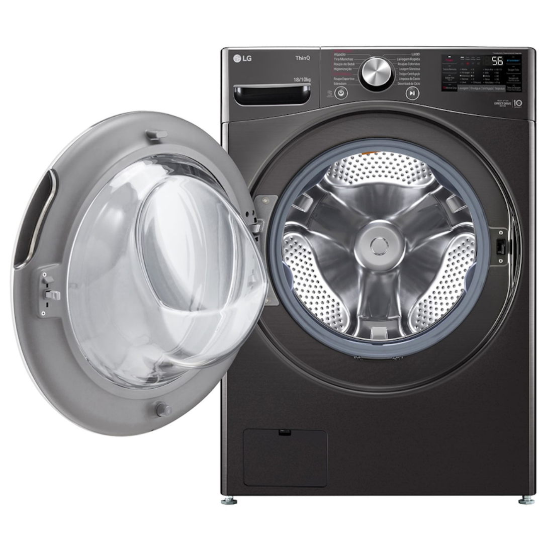 Lava e Seca LG 18Kg Inverter WD18BV2S6B AIDD Inteligência Artificial Preto 220V