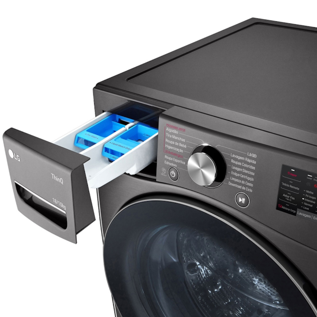 Lava e Seca LG 18Kg Inverter WD18BV2S6B AIDD Inteligência Artificial Preto 220V