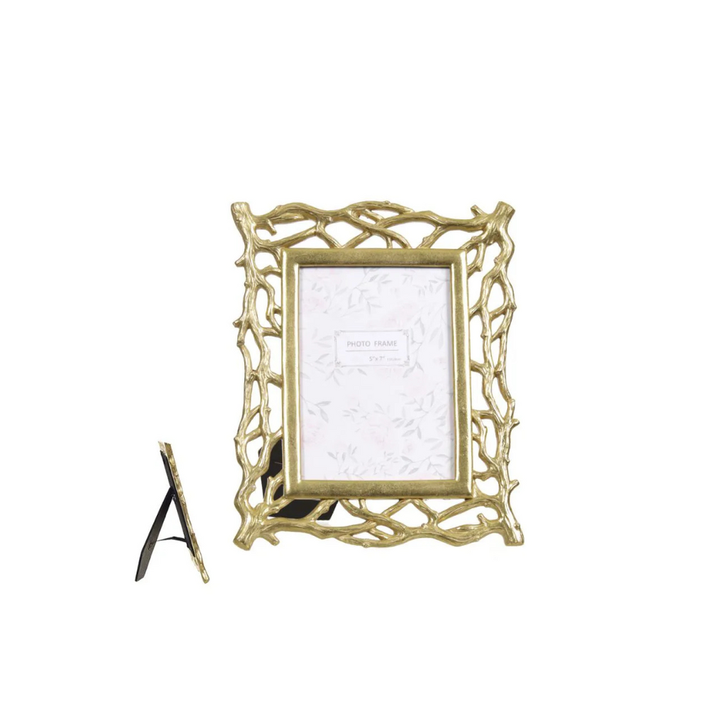 Porta-Retrato Florarte Poliresina 22,5x27,7x1,2cm Dourado