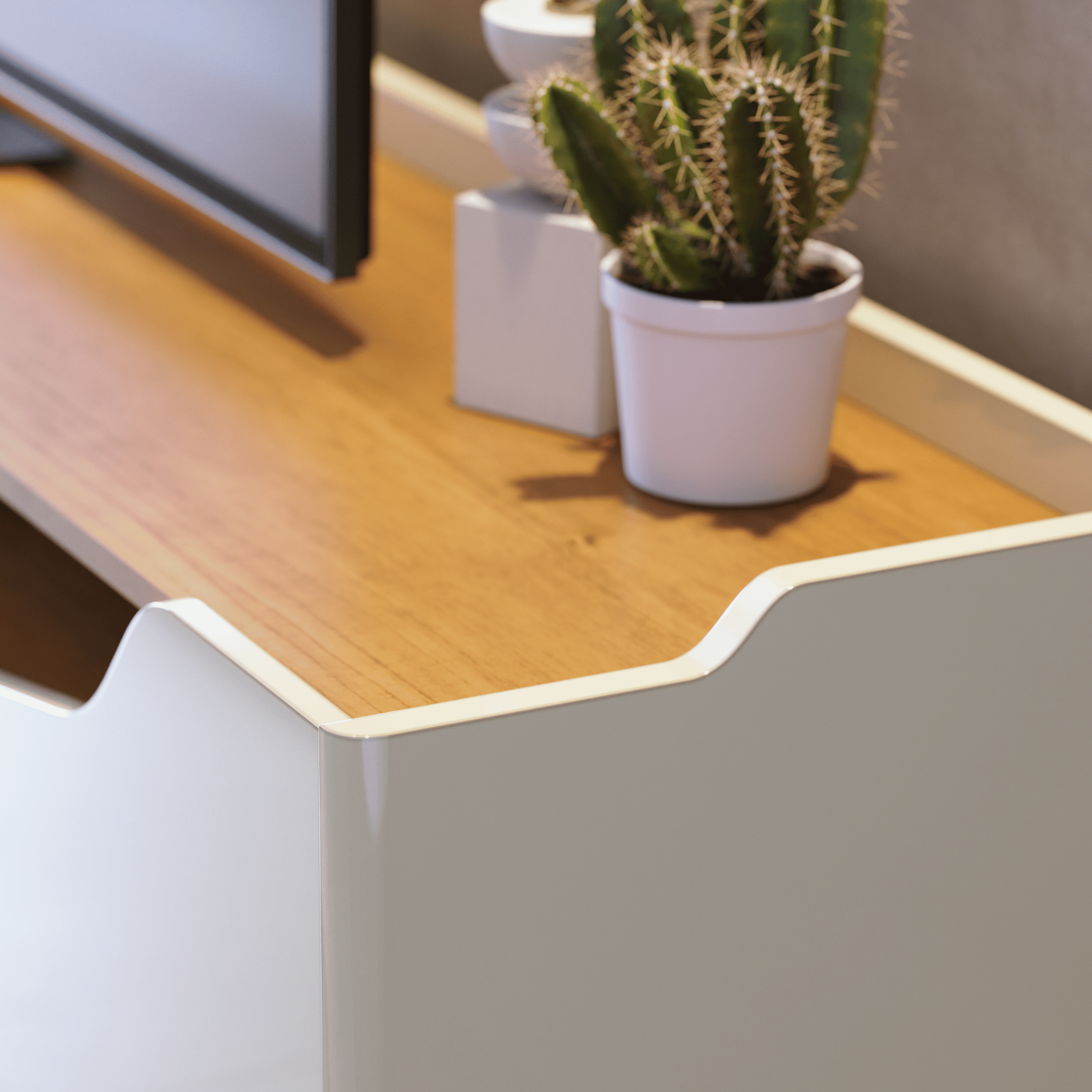 Rack Imcal Studio 180cm 2 Portas 1 Gaveta Off White e Nature