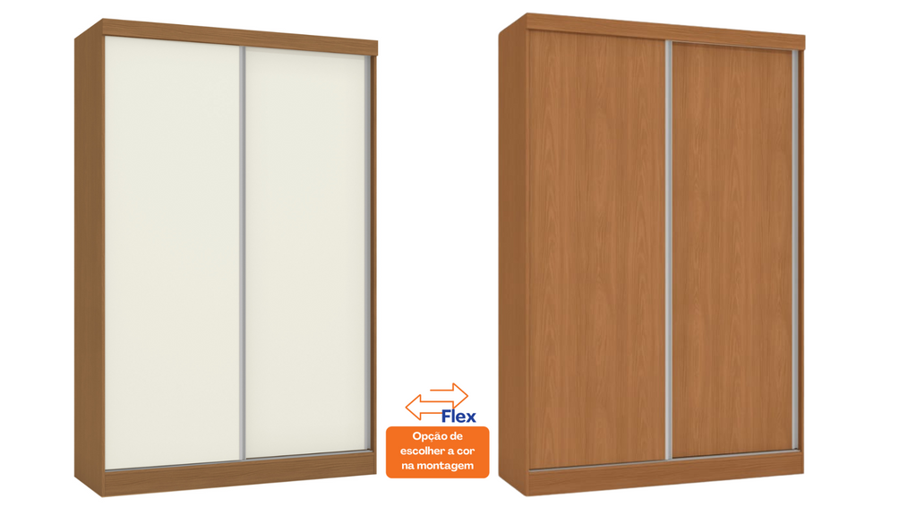 Roupeiro N571 Kappesberg 143cm 2 Portas Flex Canela e Off White