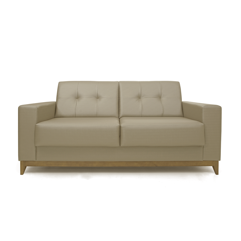 Sofá Living MH4219 240cm Herval 2 Assentos Base Madeira Bege