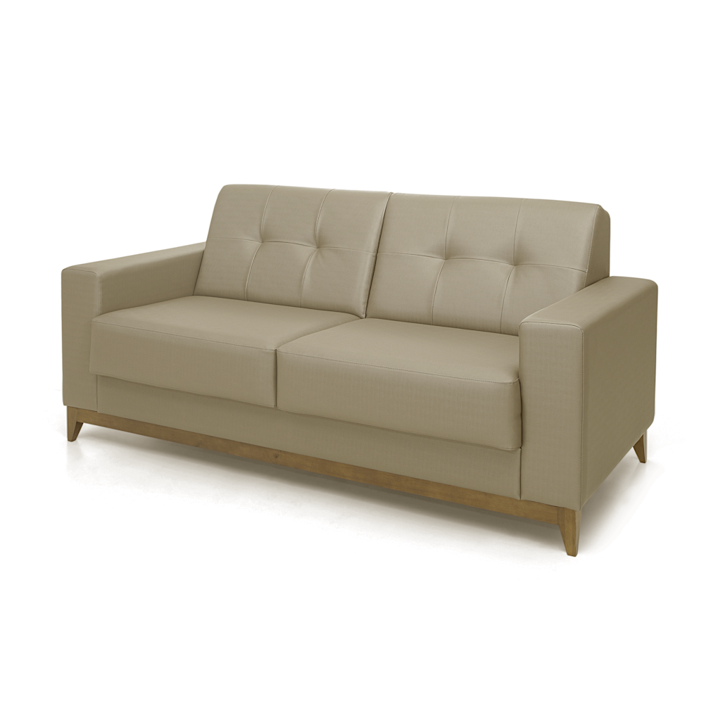 Sofá Living MH4219 240cm Herval 2 Assentos Base Madeira Bege