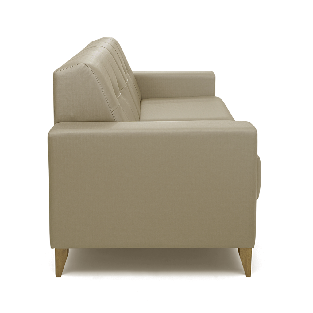 Sofá Living MH4219 240cm Herval 2 Assentos Base Madeira Bege