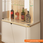 Cristaleira Liara DJ Móveis 80cm 4 Portas com LED Off White com Dourado