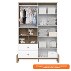 Roupeiro Ternura Henn 142cm 4 Portas 2 Gavetas Branco e Jequitibá