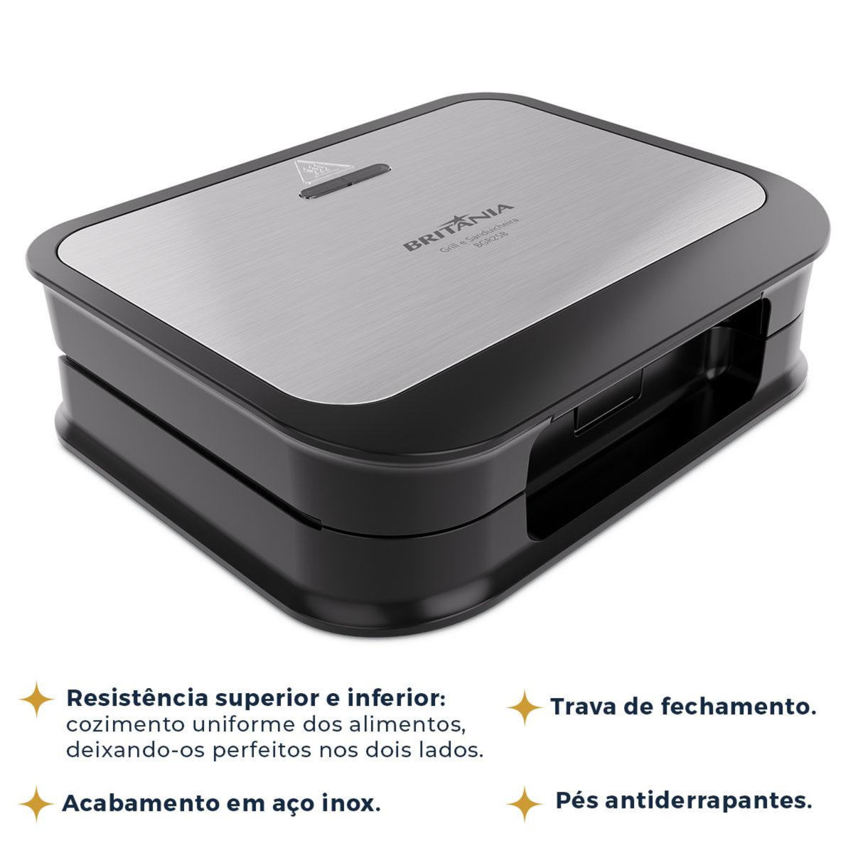 Sanduicheira e Grill Britânia BGR28A 750W Preto e Inox 220V