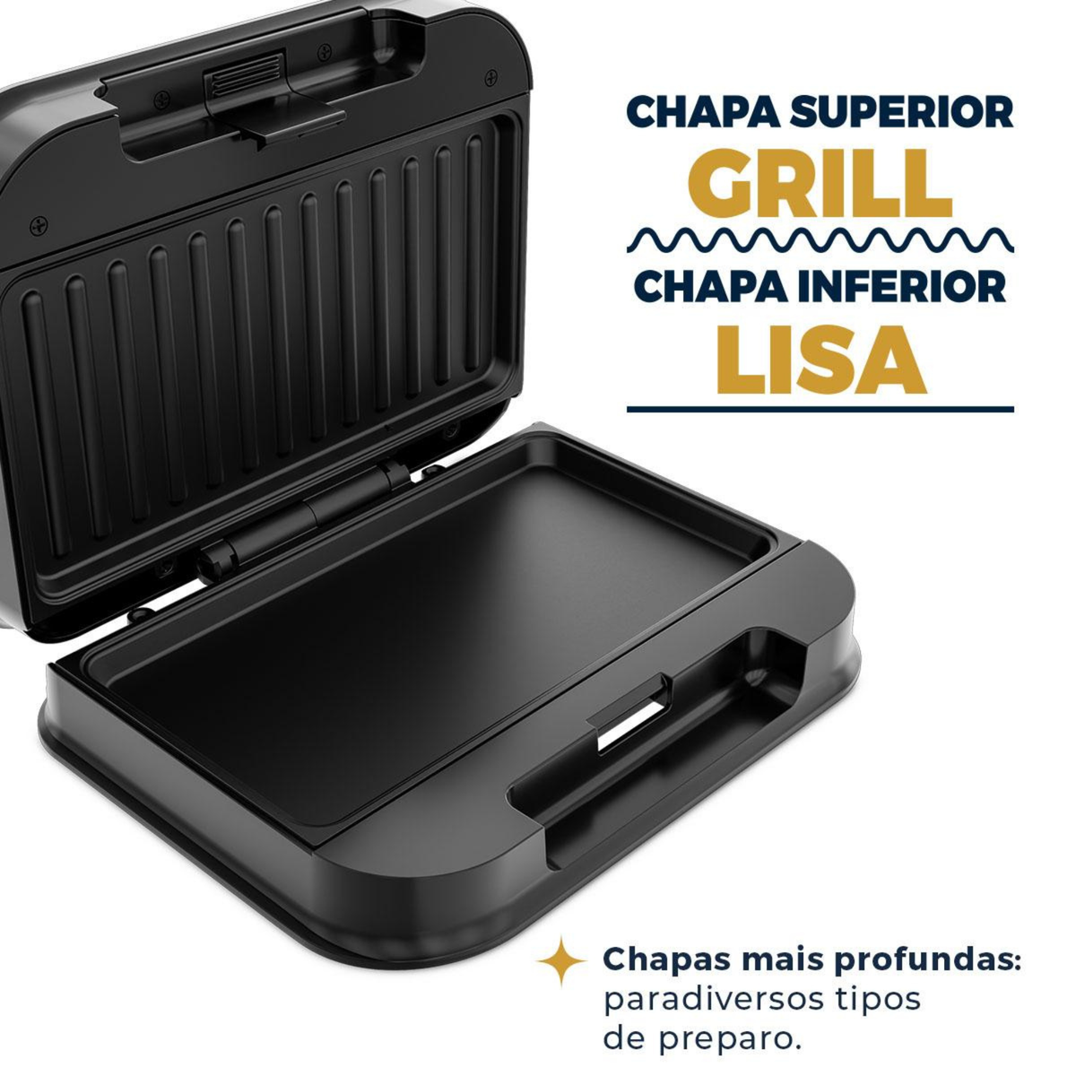 Sanduicheira e Grill Britânia BGR28A 750W Preto e Inox 220V