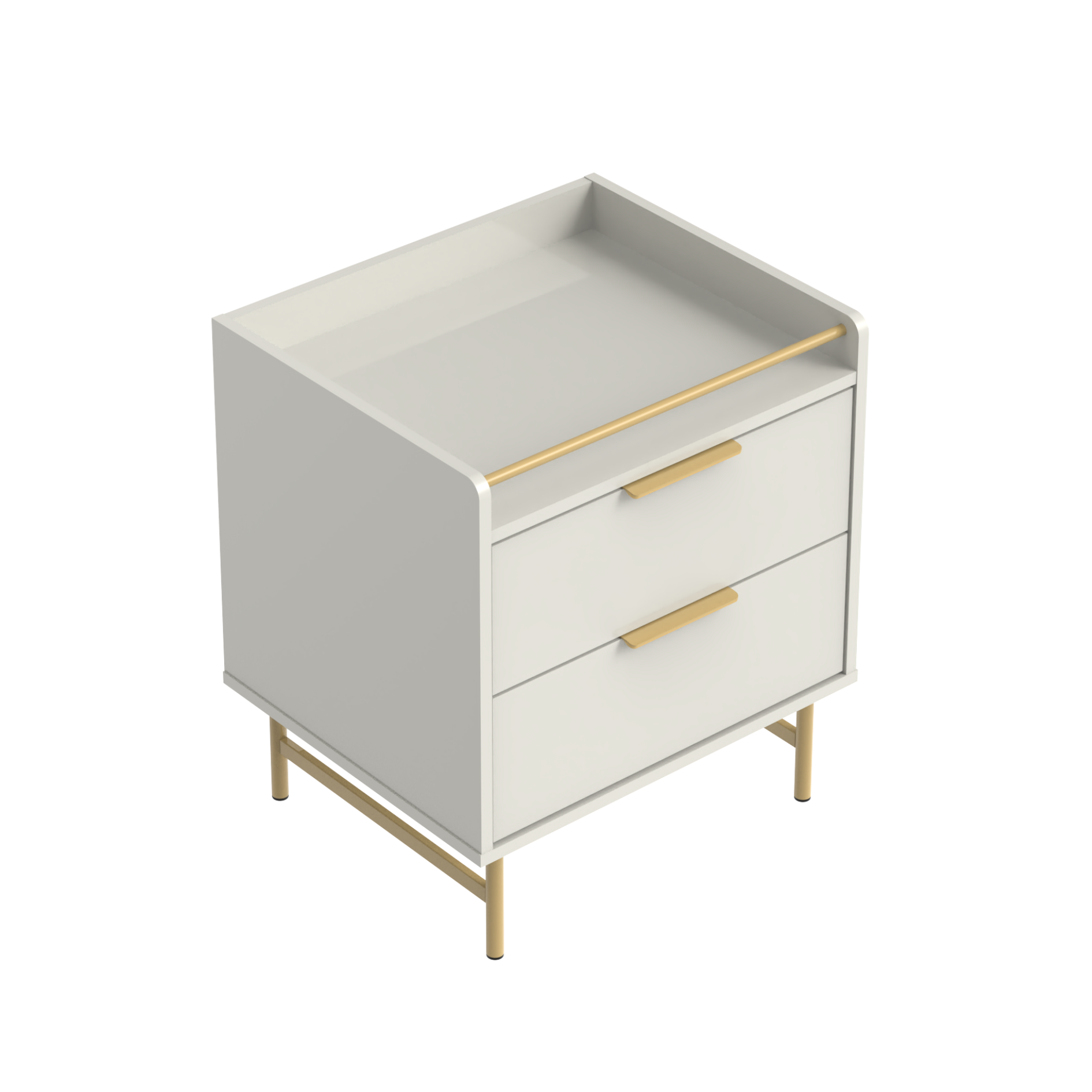 Mesa de Cabeceira Yves Província 2 Gavetas Off White com Dourado