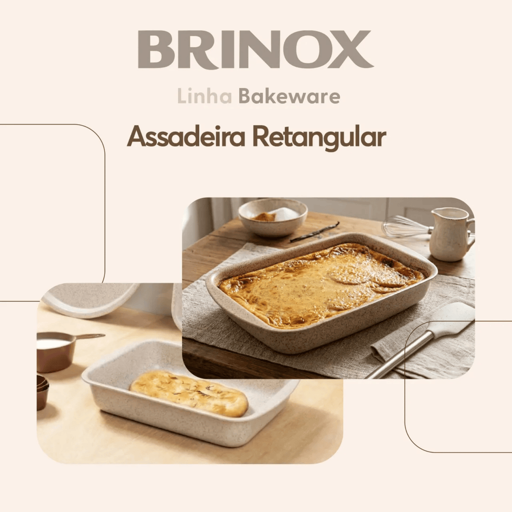 Assadeira Brinox Ceramic Life Bakeware Retangular Vanilla
