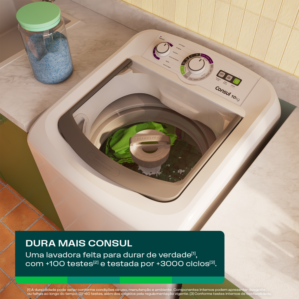 Lavadora de Roupas Consul 10Kg CWB10B Dosagem Econômica Branco 220V
