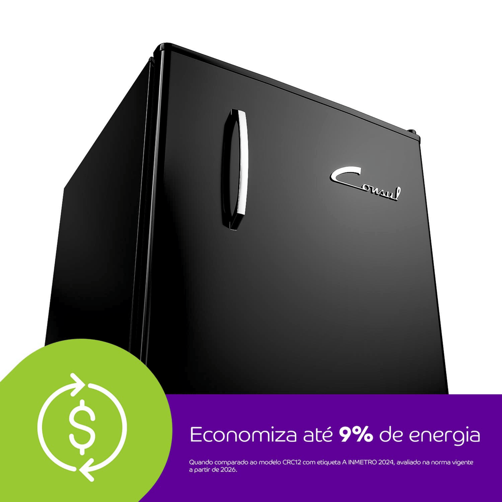 Frigobar Consul Retrô 117L CRA12ME Preto Vinil 220V