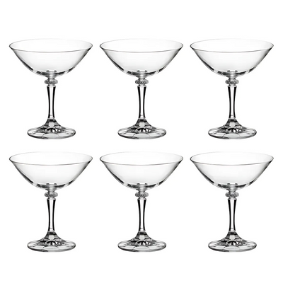 Jogo de 6 Taças de Cristal para Champanhe Coupe Branta 180ml