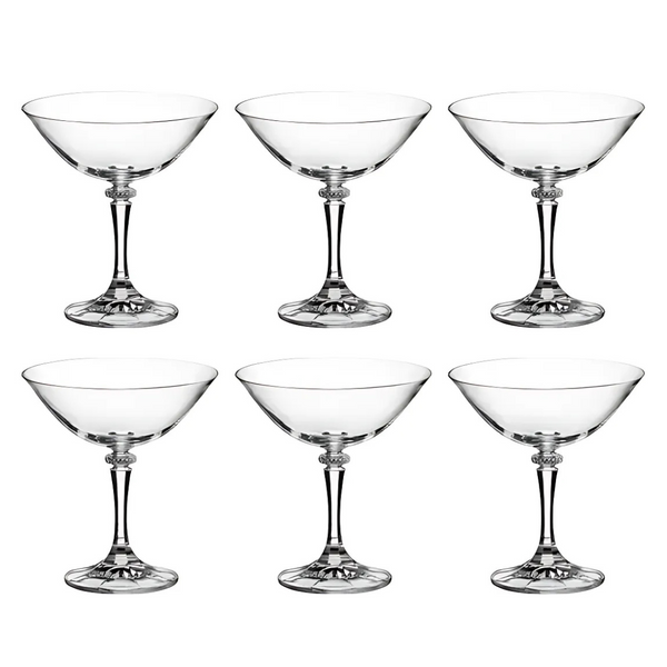 Jogo de 6 Taças de Cristal para Champanhe Coupe Branta 180ml