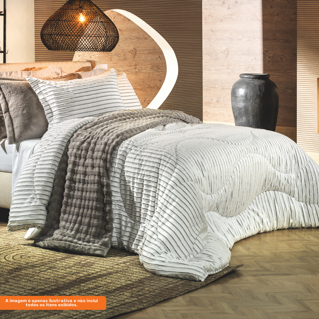 Edredom Solteiro Altenburg Sense Raya 170x235cm Branco