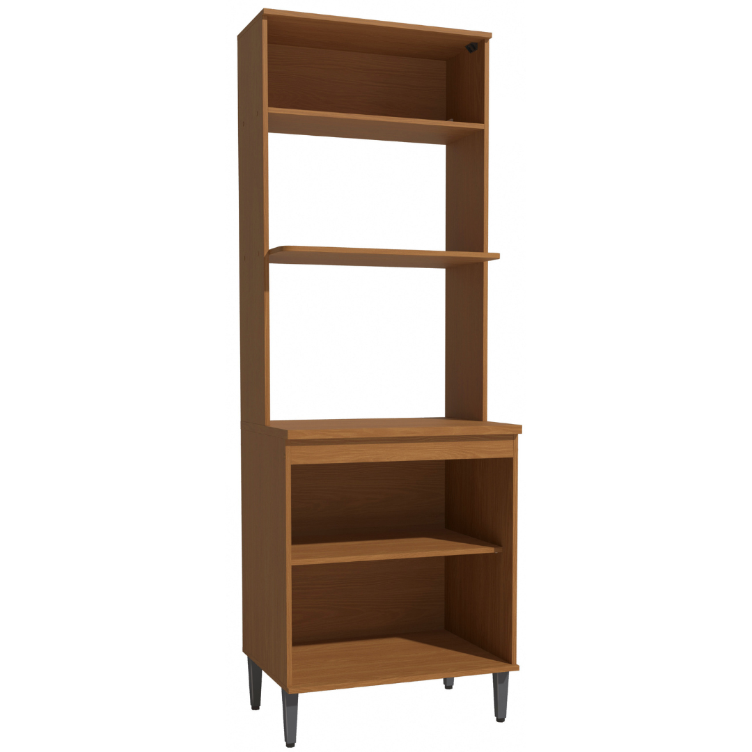 Paneleiro Torre Quente de Cozinha Linna Kappesberg 70cm 3 Portas com Nicho Canela e Off White