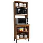 Paneleiro Torre Quente de Cozinha Linna Kappesberg 70cm 3 Portas com Nicho Canela e Off White