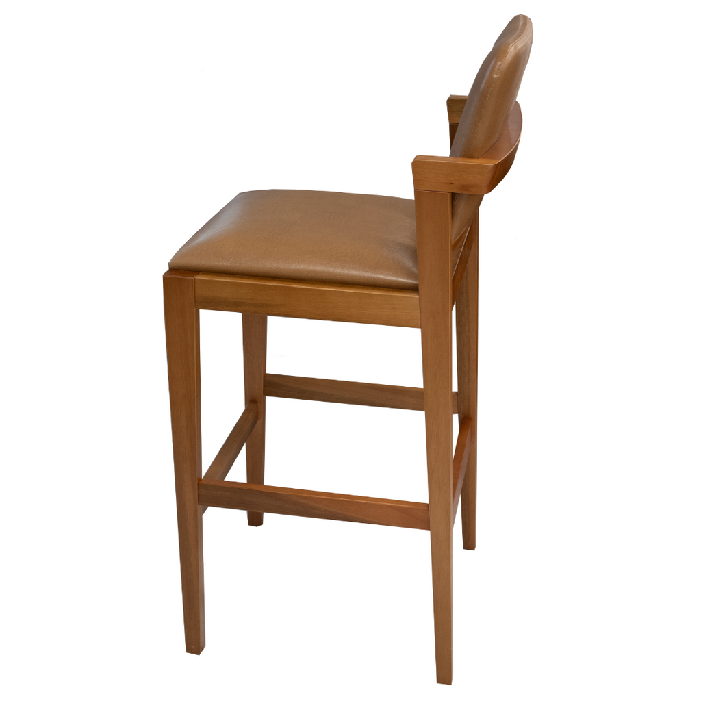 Banqueta Lisa Alta Artsoli Castanho Courino Caramelo