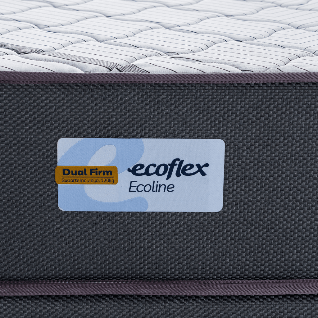 Conjunto Cama Box Dual Firm Solteiro Ecoflex 88x188x47cm Espuma D-28 Chumbo