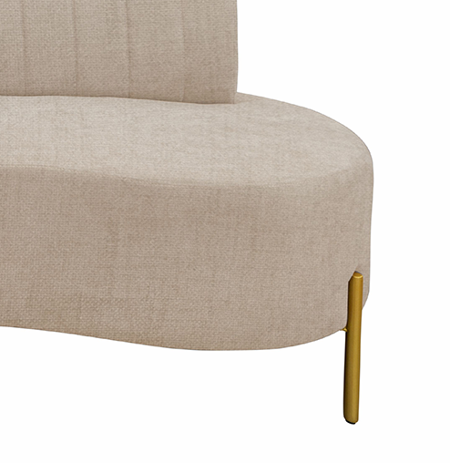 Sofá Living Qatar 135cm Konfort Pés em Metal Dourado Linho Bege