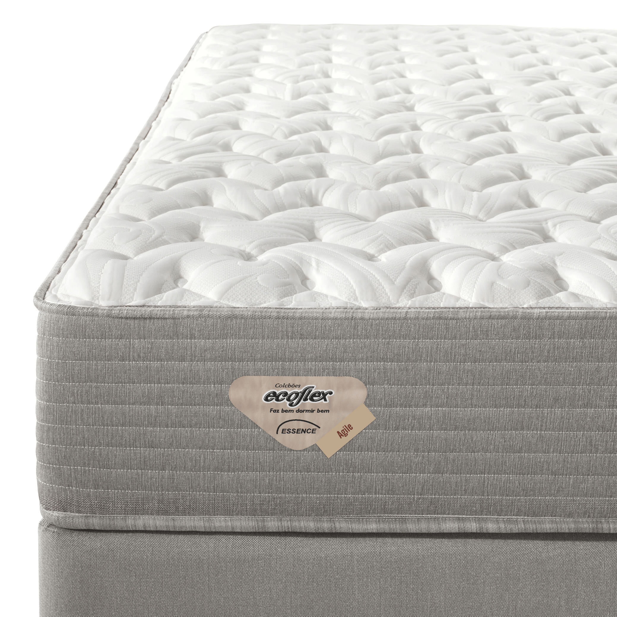 Conjunto Cama Box Agile Queen Ecoflex 158x198x55cm Molas Ensacadas Cinza Chumbo