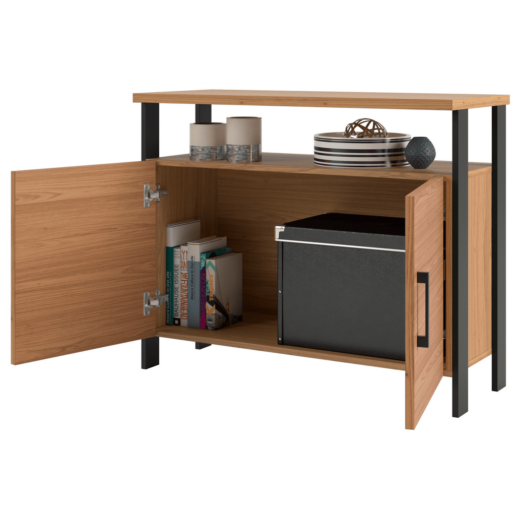 Balcão Buffet F32 Dalla Costa 89cm 2 Portas Nicho Freijó e Preto