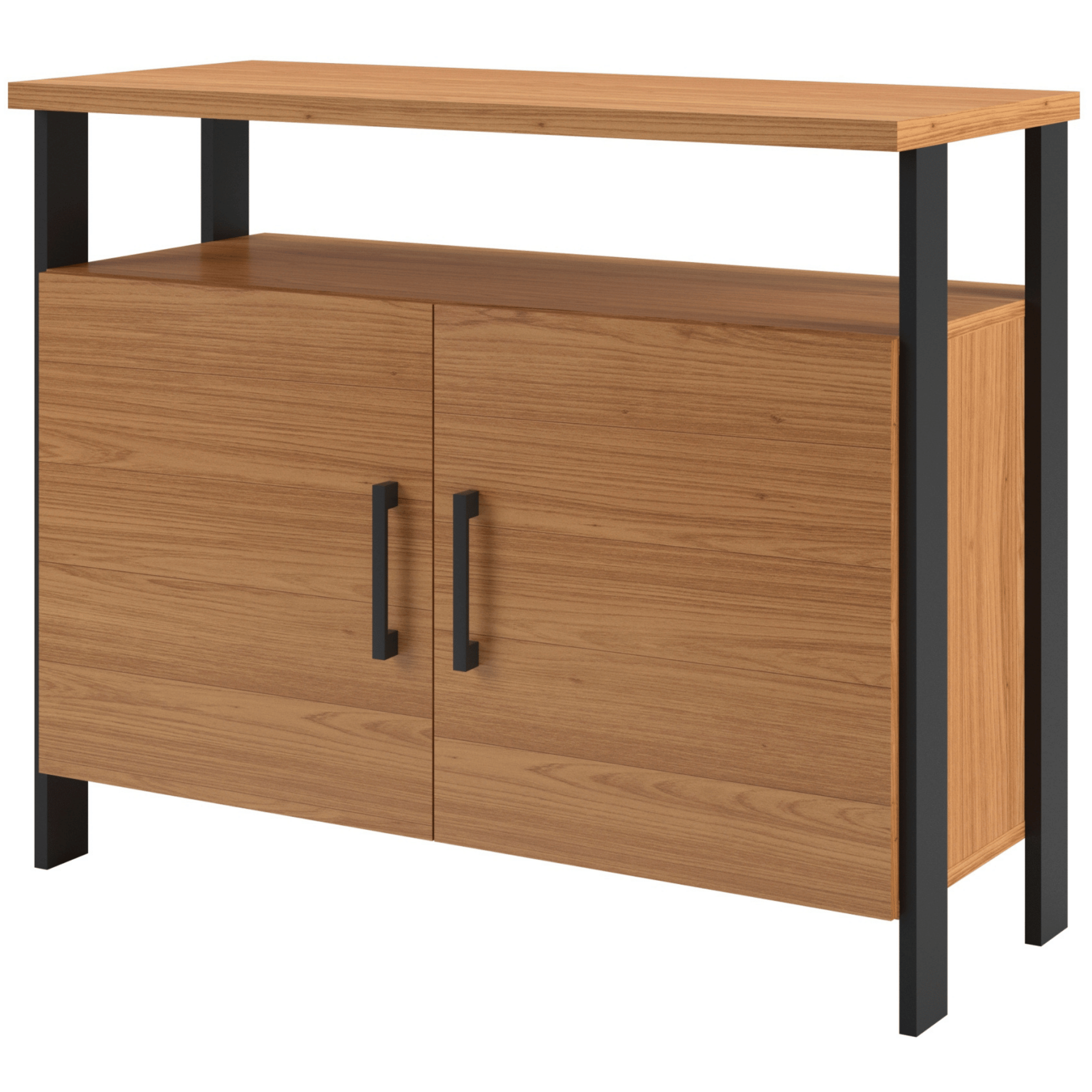 Balcão Buffet F32 Dalla Costa 89cm 2 Portas Nicho Freijó e Preto