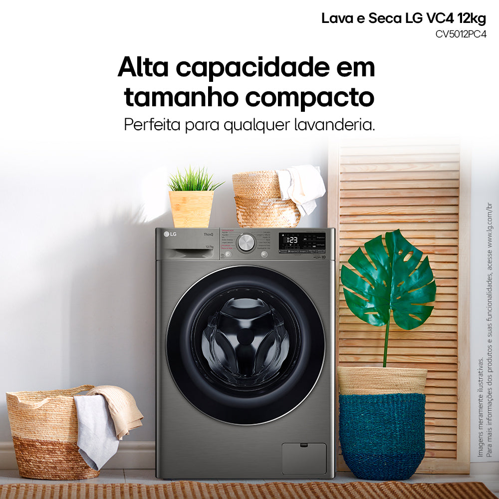 Lava e Seca LG 12KG VC4 AI DD Smart Inox 220V