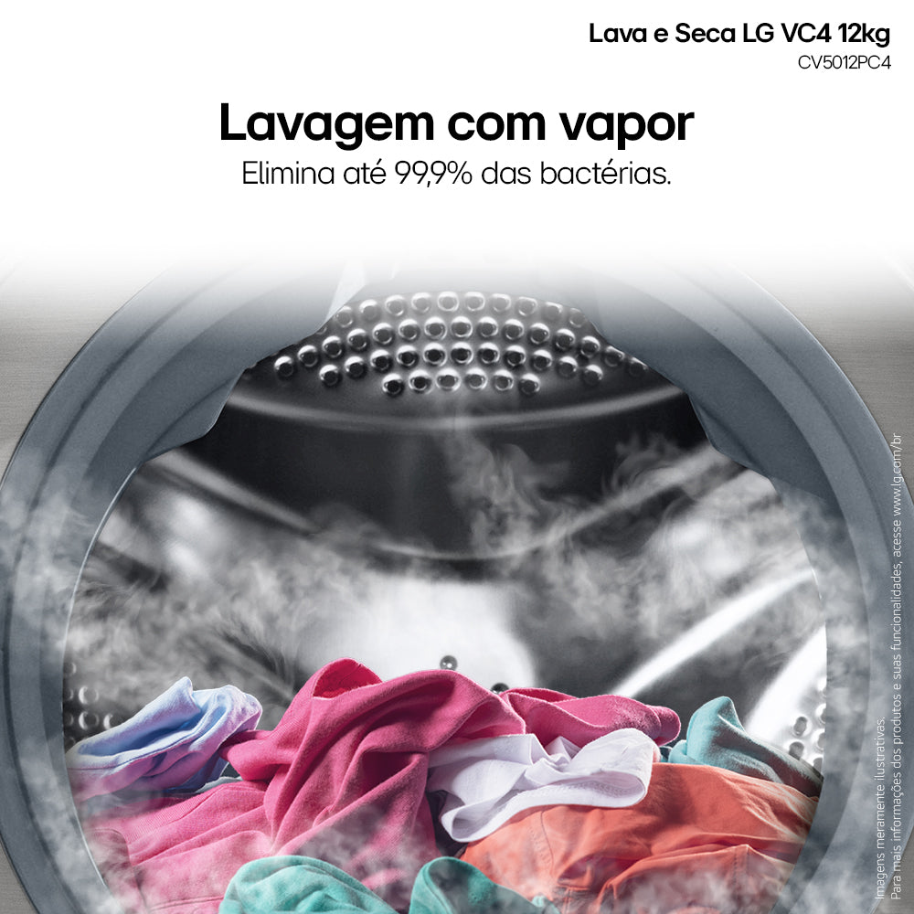 Lava e Seca LG 12KG VC4 AI DD Smart Inox 220V