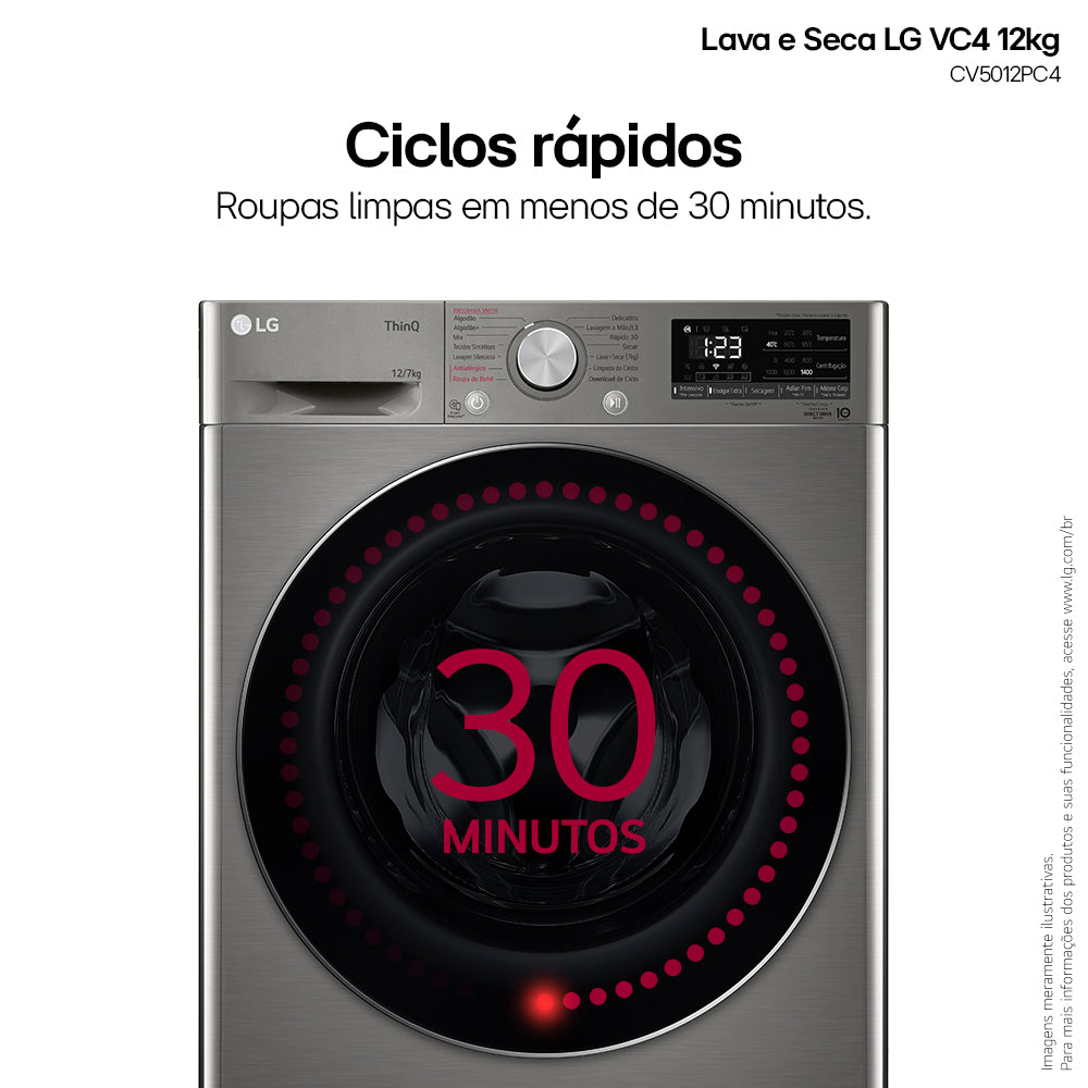 Lava e Seca LG 12KG VC4 AI DD Smart Inox 220V