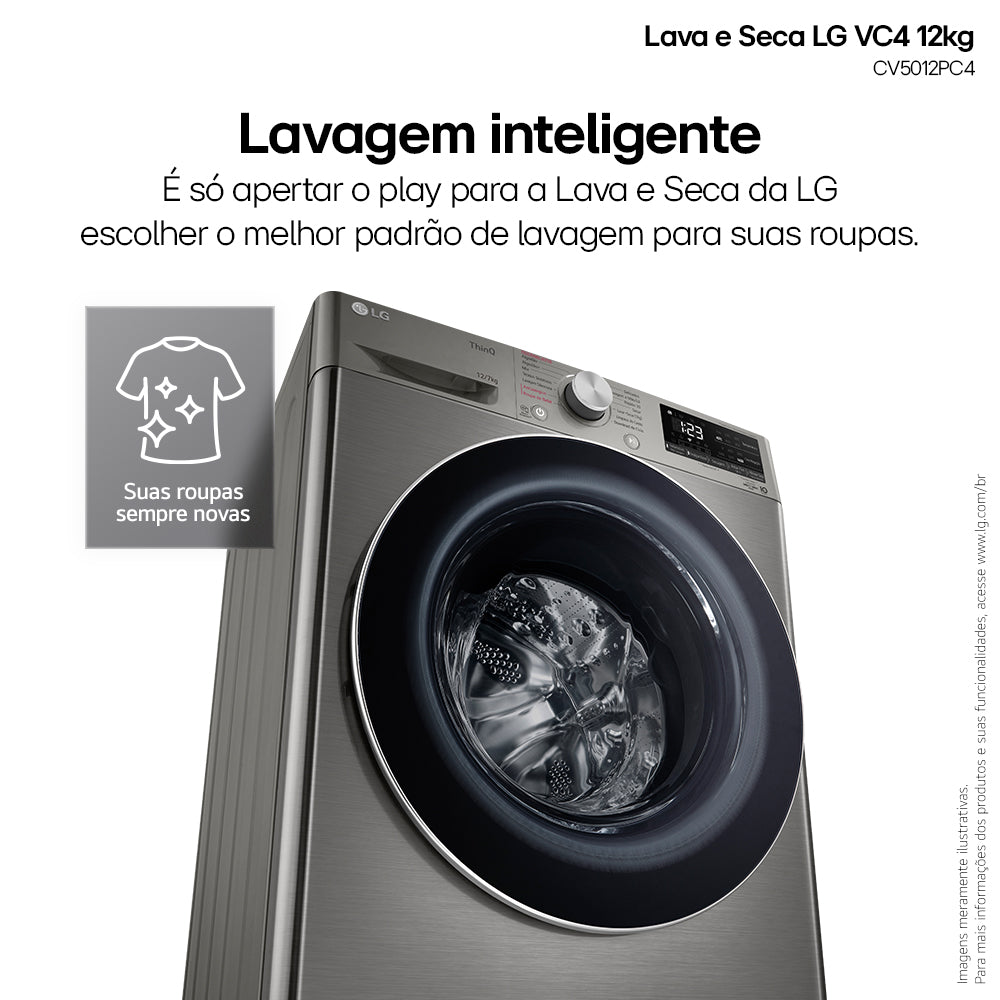 Lava e Seca LG 12KG VC4 AI DD Smart Inox 220V
