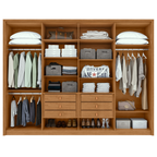 Roupeiro Ergon Lopas 8 Portas 270cm 100% MDF Amêndoa Clean