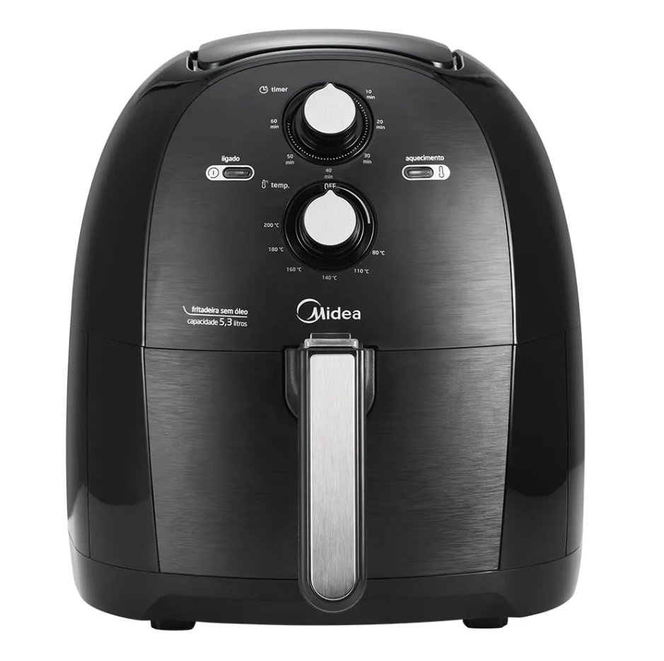Fritadeira Elétrica Sem Oléo Air Fryer Midea 5,3L  Preto 220V