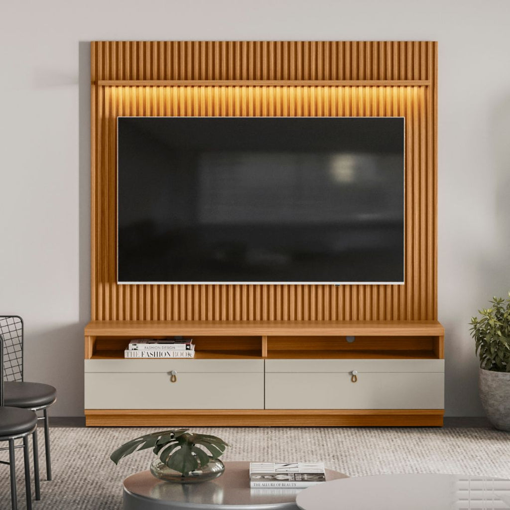 Home Ouro Preto Linea 180cm com Led Nature/Off White